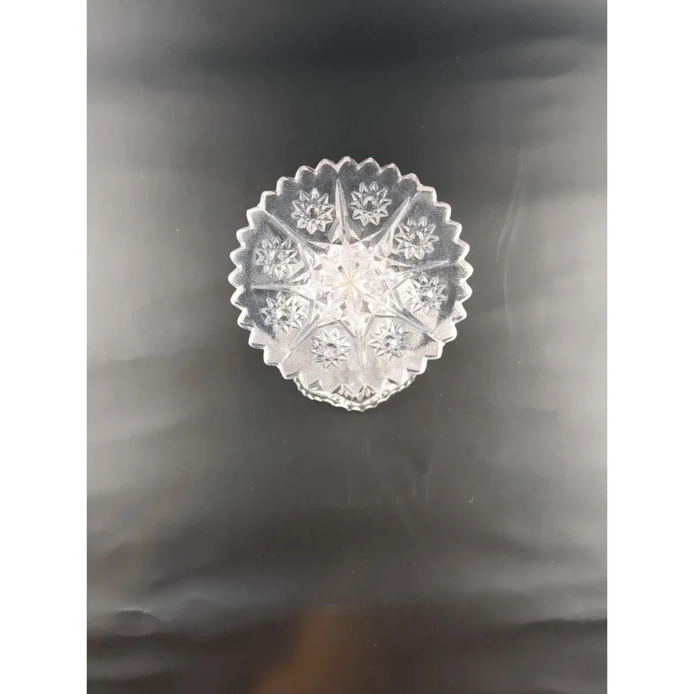 Vintage Brilliant Cut‎ Glass Flower Trumpet Vase Short 6